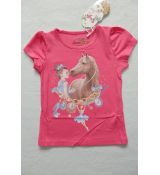 Dívčí tričko Kugo dívka s koněm tmavě růžové