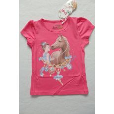 Dívčí tričko Kugo dívka s koněm tmavě růžové