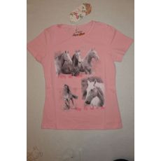Dívčí tričko Kugo s koňmi růžové