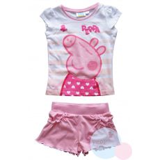 Dívčí komplet tričko a kraťasy Peppa Pig bílo-růžový