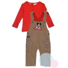 Komplet tričko a kalhoty Mickey Mouse čeveno-hnědý