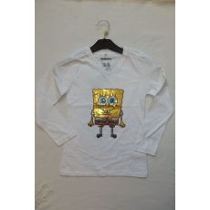 Dívčí tričko s dlouhým rukávem Sponge Bob bílé