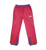 Dívčí softshellové kalhoty zateplené fleecem růžové s fialovými detaily