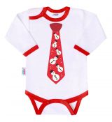 Červená kravata se sněhuláky - kojenecké body s vtipným potiskem