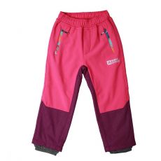 Dětské softshelové kalhoty ZATEPLENÉ růžovo - fialové