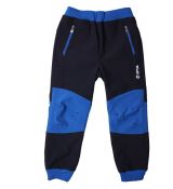 Chlapecké NEZATEPLENÉ tmavě modré softshellové kalhoty 2021