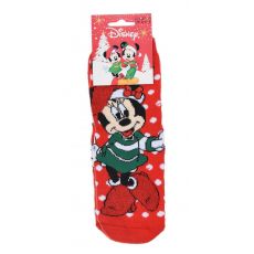 Teplé ponožky s protiskluzem Minnie Mouse červené
