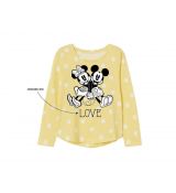 Tričko Minnie a Mickey Mouse žluté s puntíky dl. rukáv