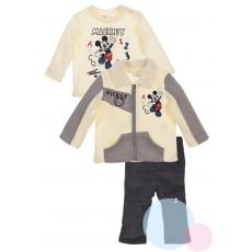 Teplý komplet Mickey Mouse kalhoty tričko mikina šedé