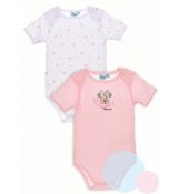 Kojenecká body Minnie duopack krátký rukáv růžovo-bílý
