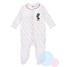 Kojenecký overal Minnie Mouse s límečkem bílo růžový