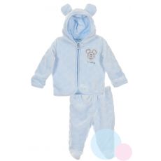 Kojenecký teplý komplet Mickey Mouse polodupačky a mikina světle modrý