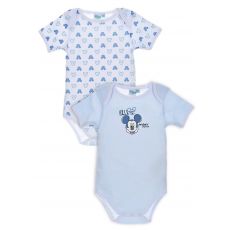 Kojenecká body s Mickey Mouse světle modrá