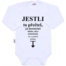 Jestli to přečteš, jsi dostatečně blízko, abys mi vyměnil plínku - Kojenecké body s vtipným potiskem