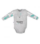 Body kojenecké Wild Teddy Bear šedé s bočním zapínáním