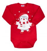 Body kojenecké Winter Penguin červené