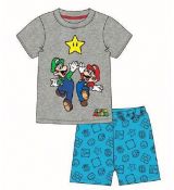 Letní pyžamo Super Mario šedo-modré